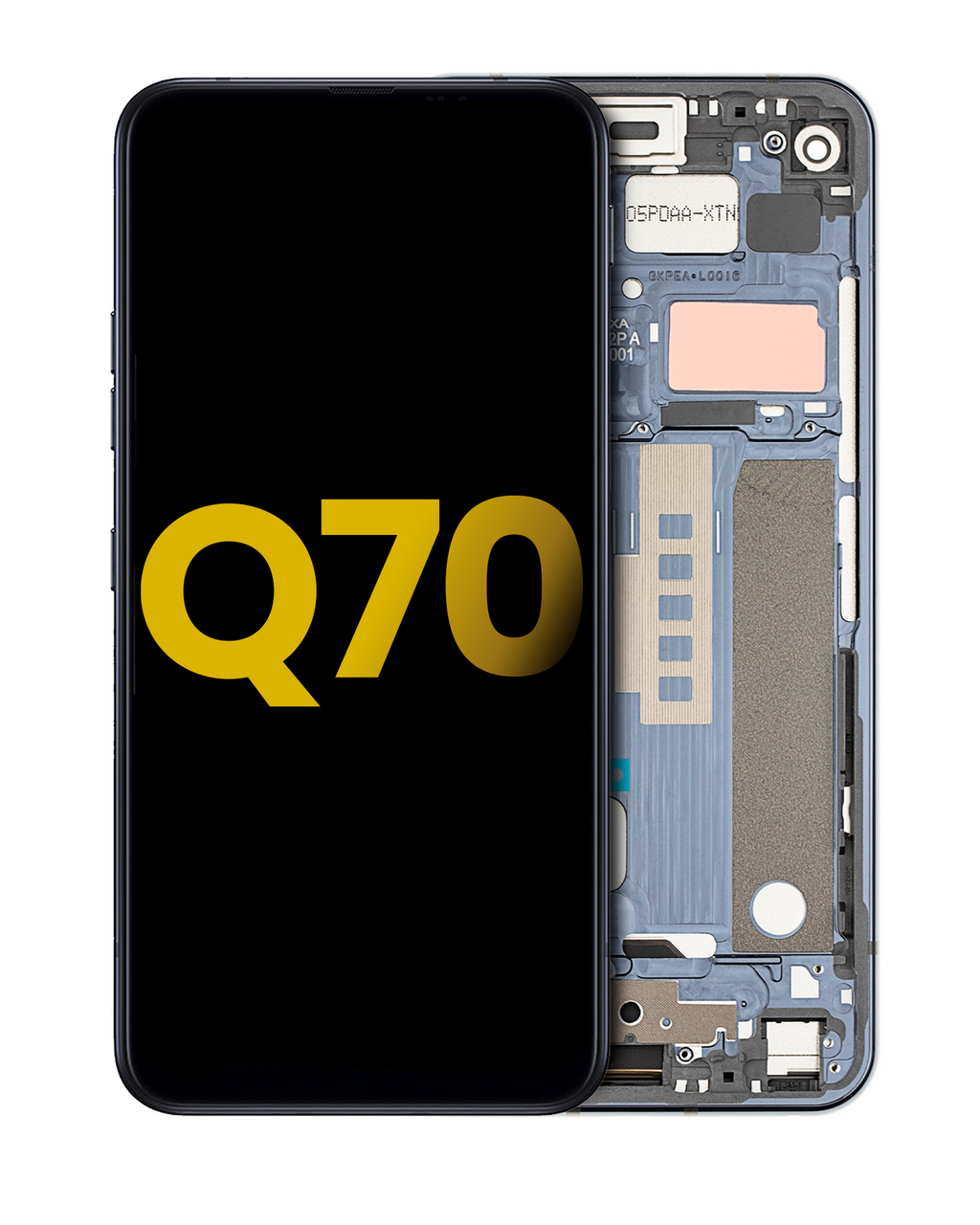LCD-Display mit Rahmen für LG Q70 (Refurbished) (Mirror Black)