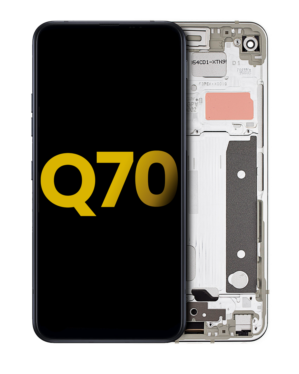 LCD-Display mit Rahmen für LG Q70 (Refurbished) (Mirror Silver)