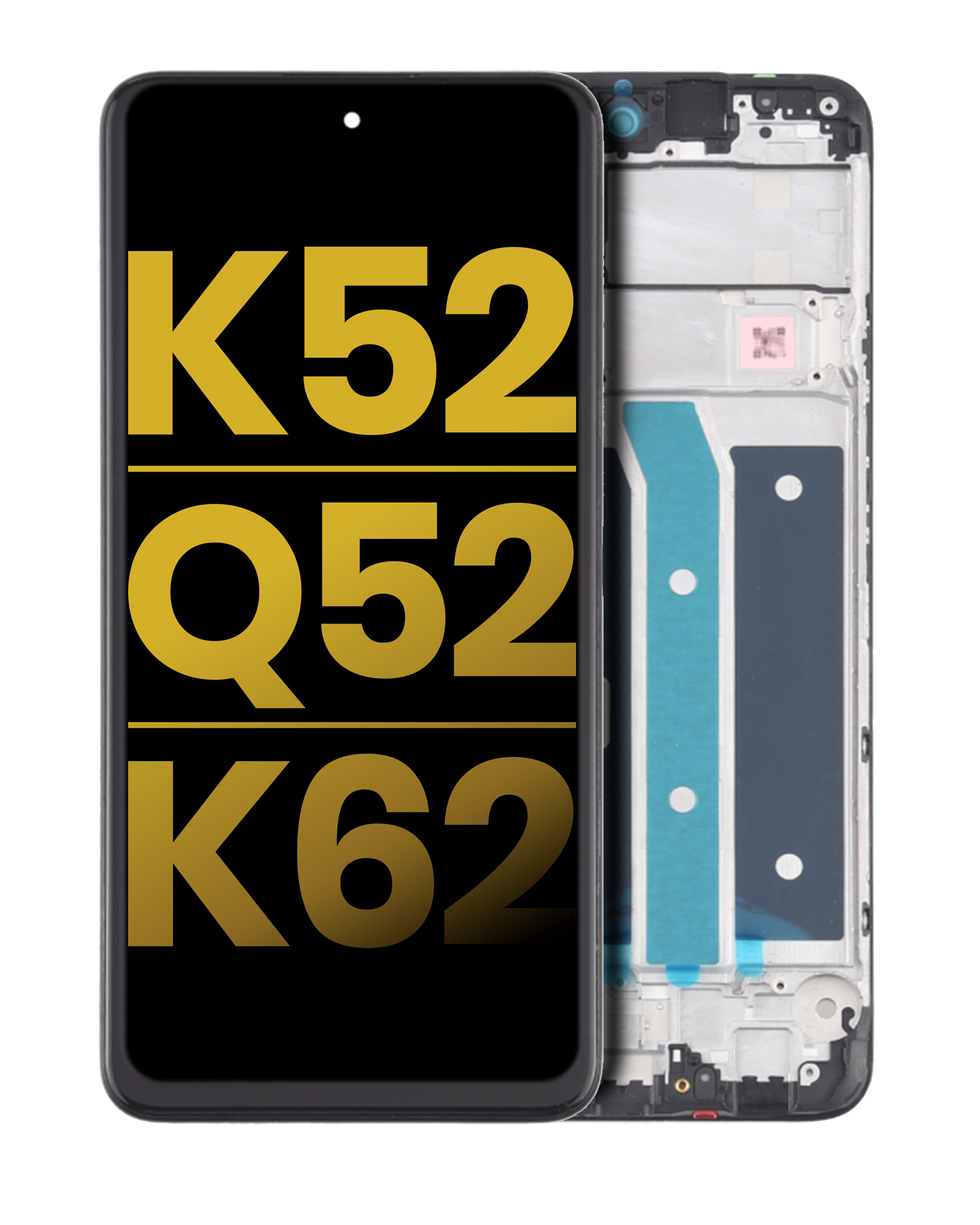 LCD-Display mit Rahmen für LG K52 / Q52 / K62 (Refurbished) (Schwarz)