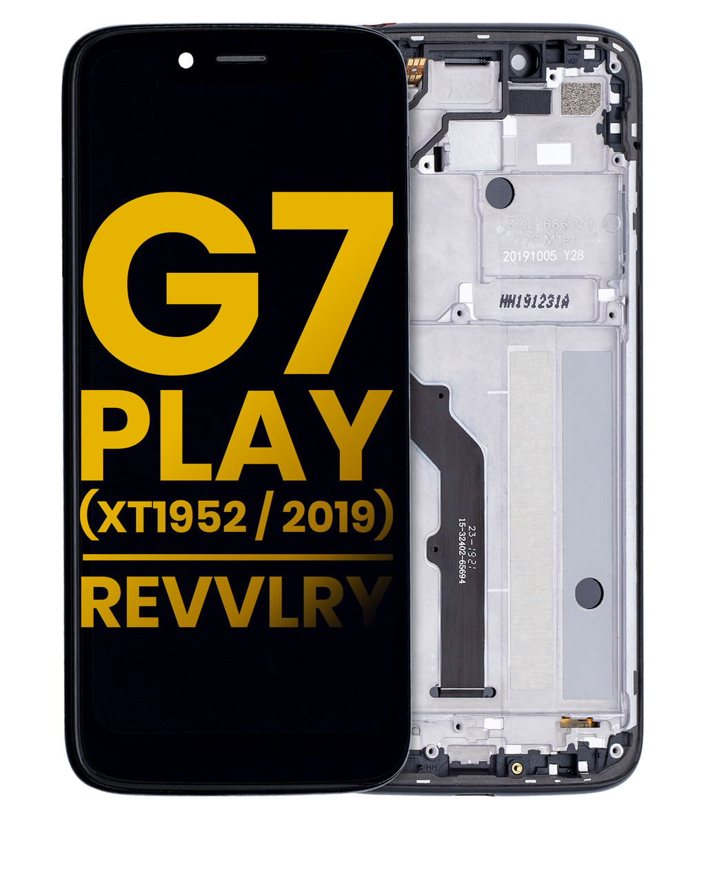 LCD-Display mit Rahmen für Motorola Moto G7 Play (XT1952 / 2019) / T-Mobile Revvlry (Refurbished) (Starry Black)