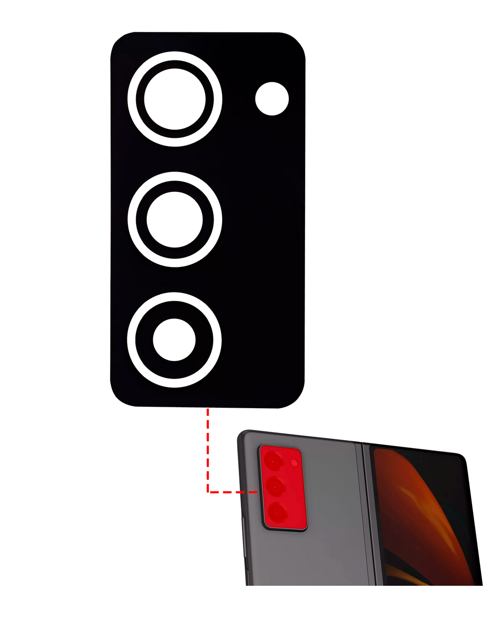Rear Camera Lens (Glass Only) with Adhesive for Samsung Galaxy Z Fold 2 5G (Mystic Black) (10-Pack)