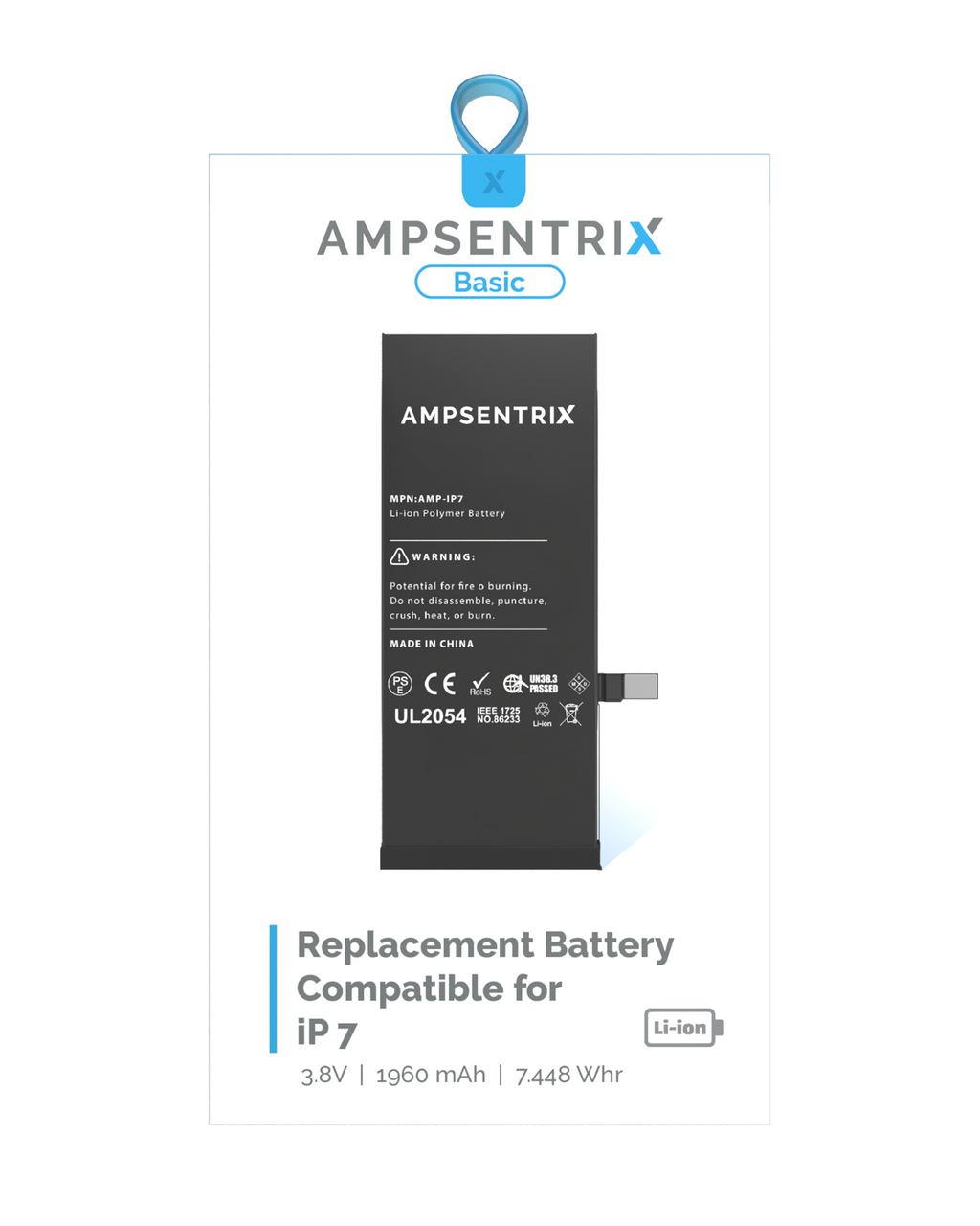 Replacement Battery for iPhone 7 (AmpSentrix Basic)