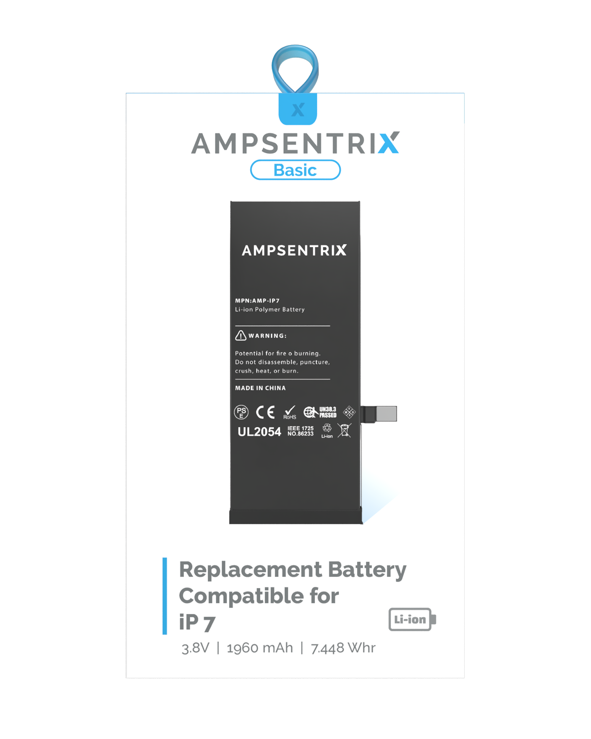 Replacement Battery for iPhone 7 (AmpSentrix Basic)