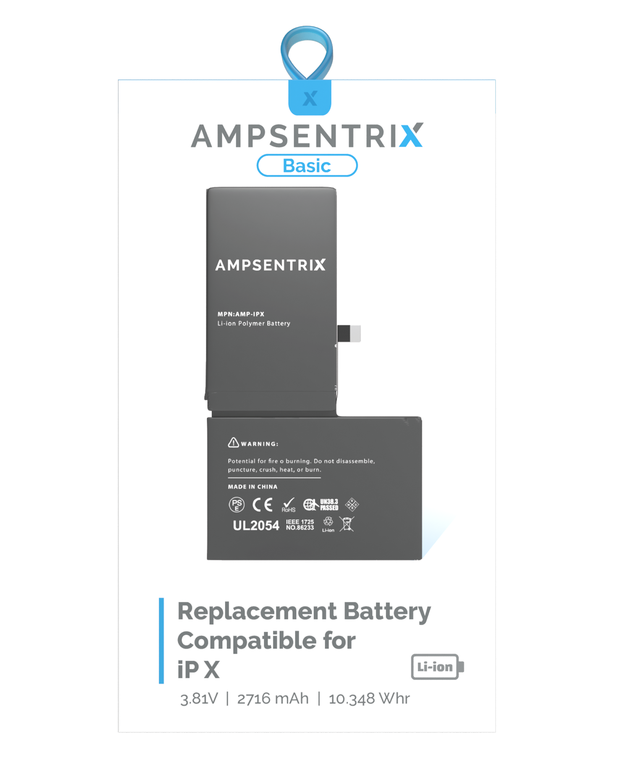 Ersatzakku für iPhone X (AmpSentrix Basic)