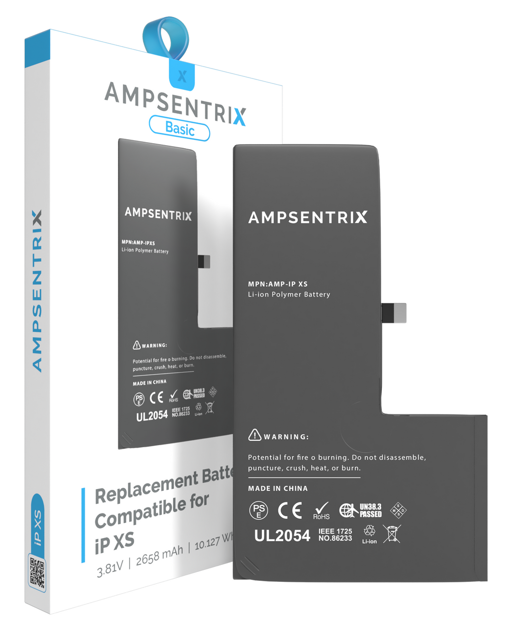 Replacement battery for iPhone XS (AmpSentrix Basic)