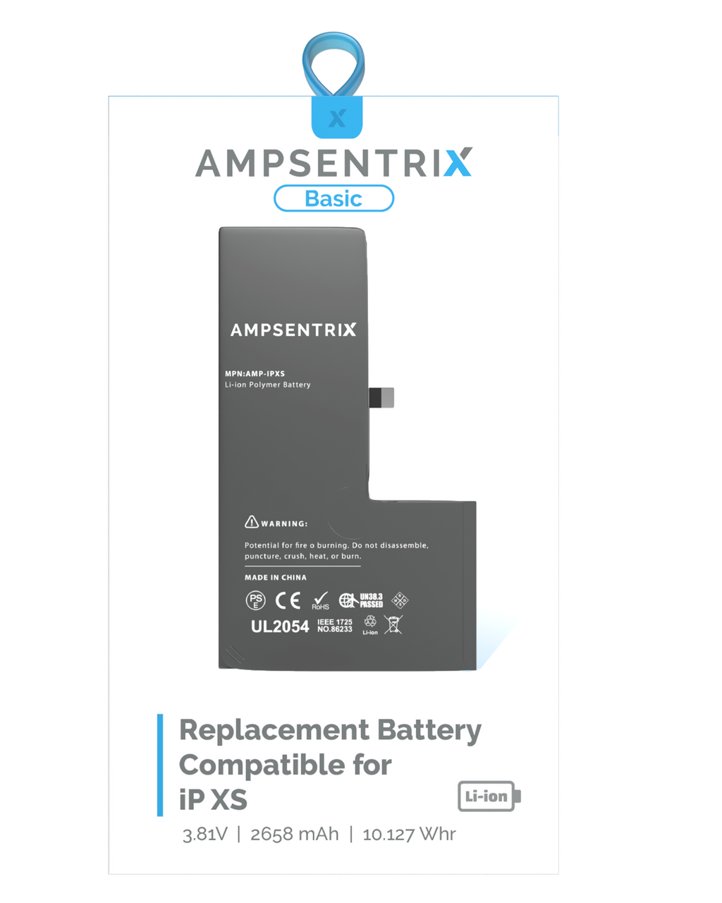 Replacement battery for iPhone XS (AmpSentrix Basic)
