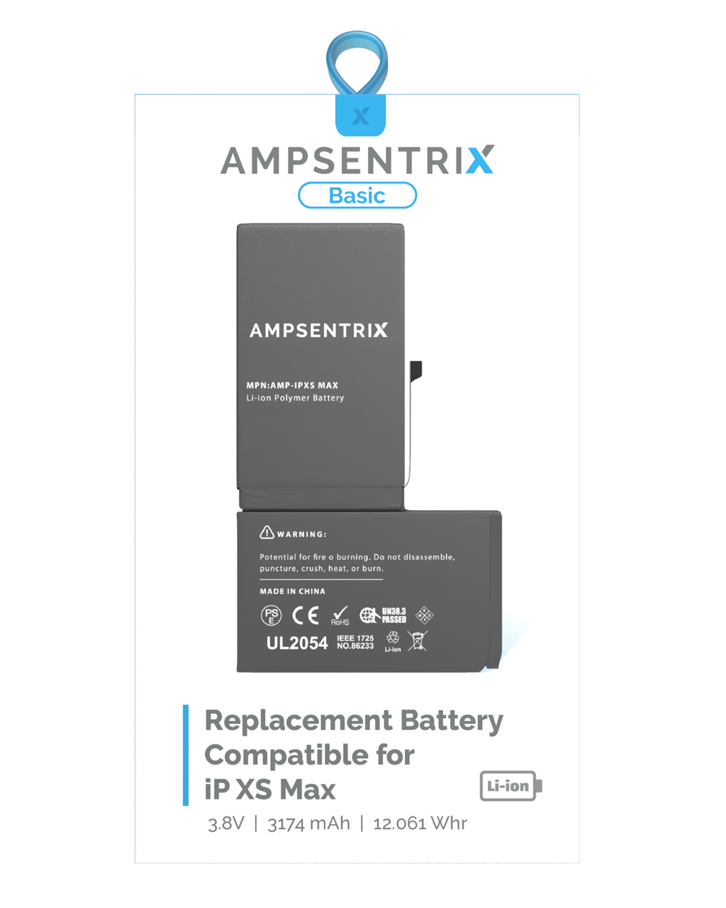 Replacement Battery for iPhone XS Max (AmpSentrix Basic)