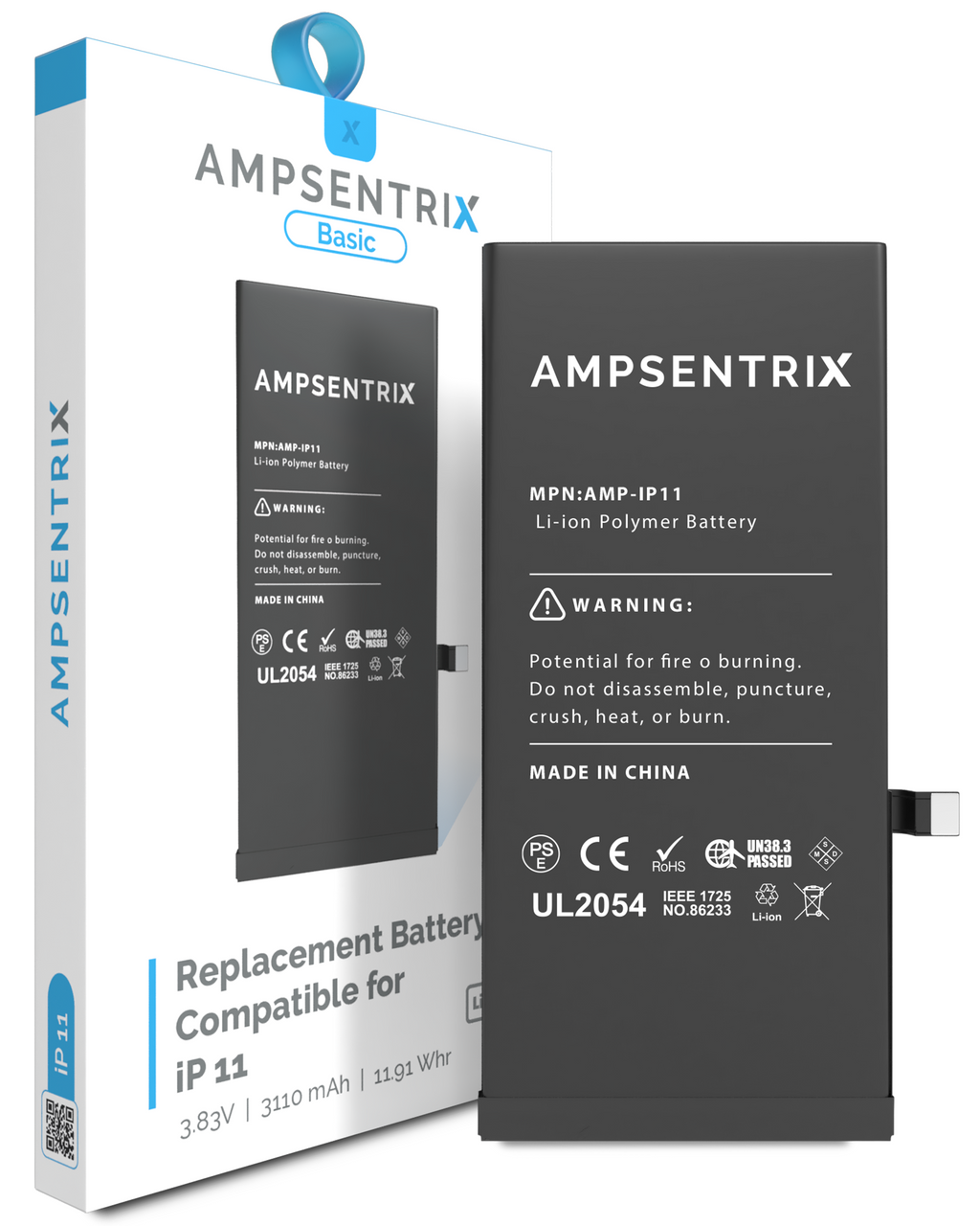 Replacement battery for iPhone 11 (AmpSentrix Basic)