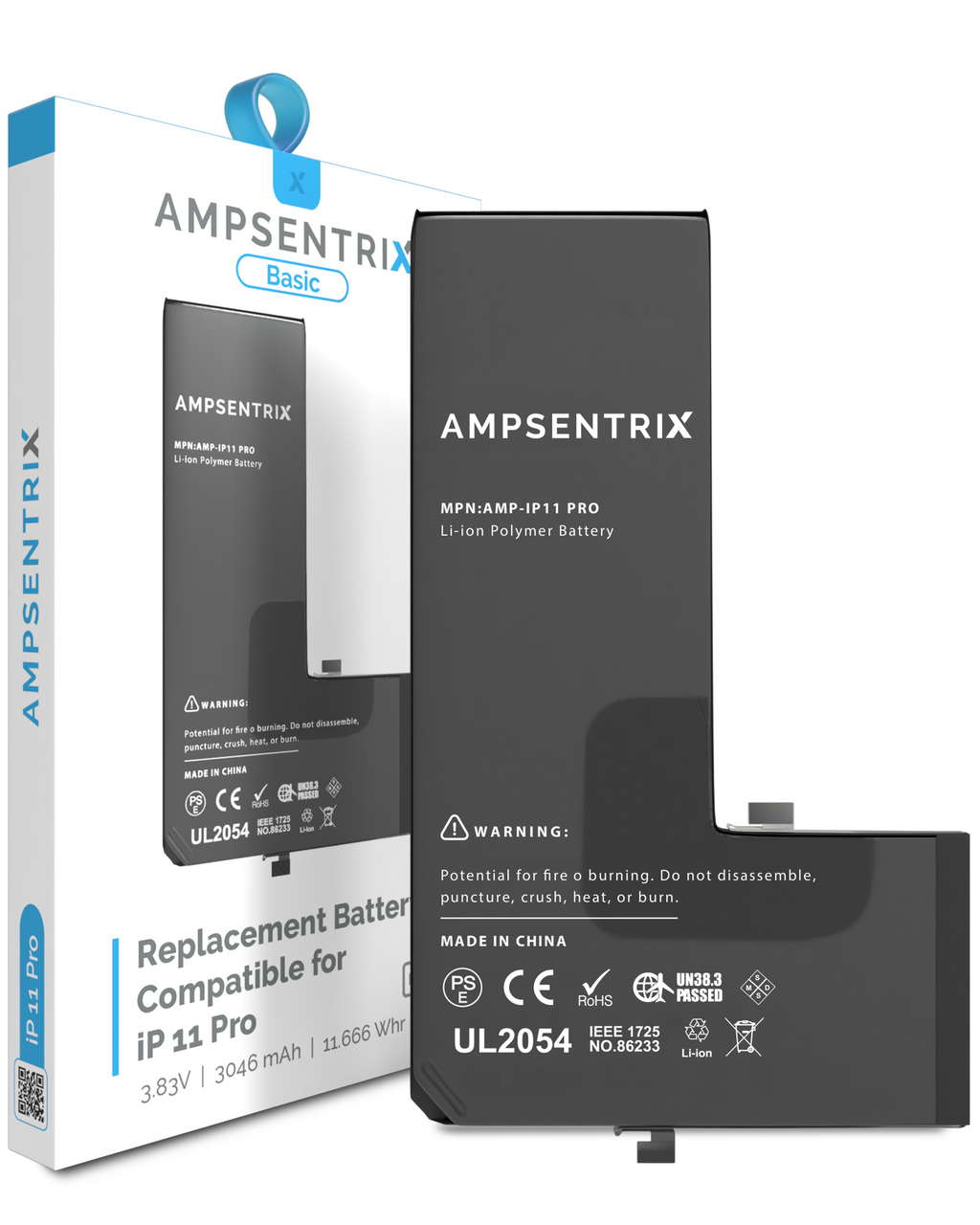Replacement Battery for iPhone 11 Pro (AmpSentrix Basic)