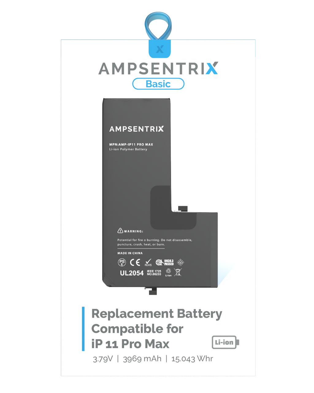 Replacement battery for iPhone 11 Pro Max (AmpSentrix Basic)