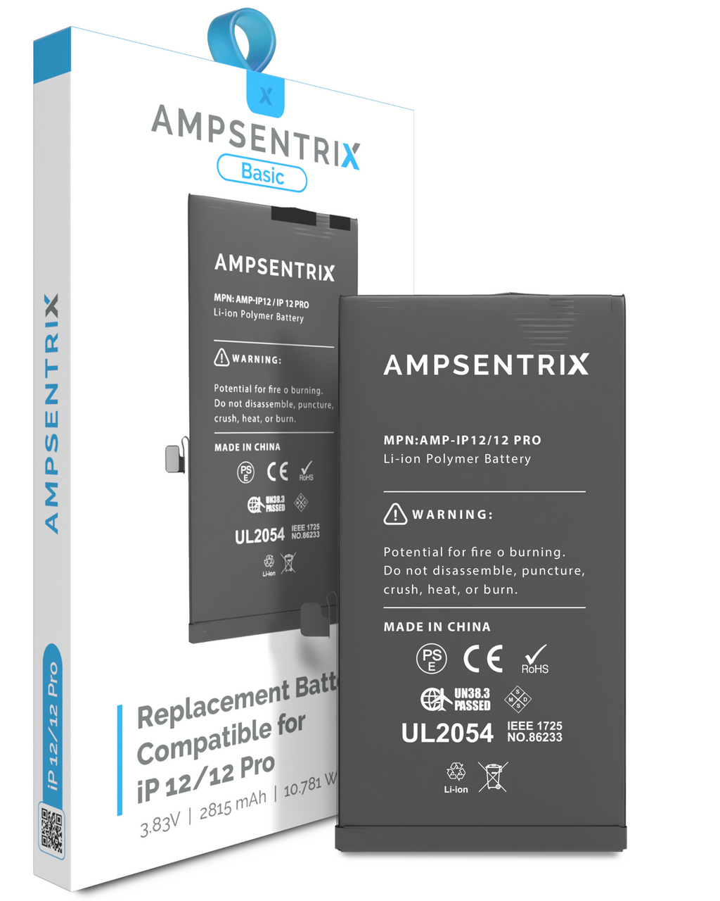 Replacement Battery for iPhone 12 / 12 Pro (AmpSentrix Basic)