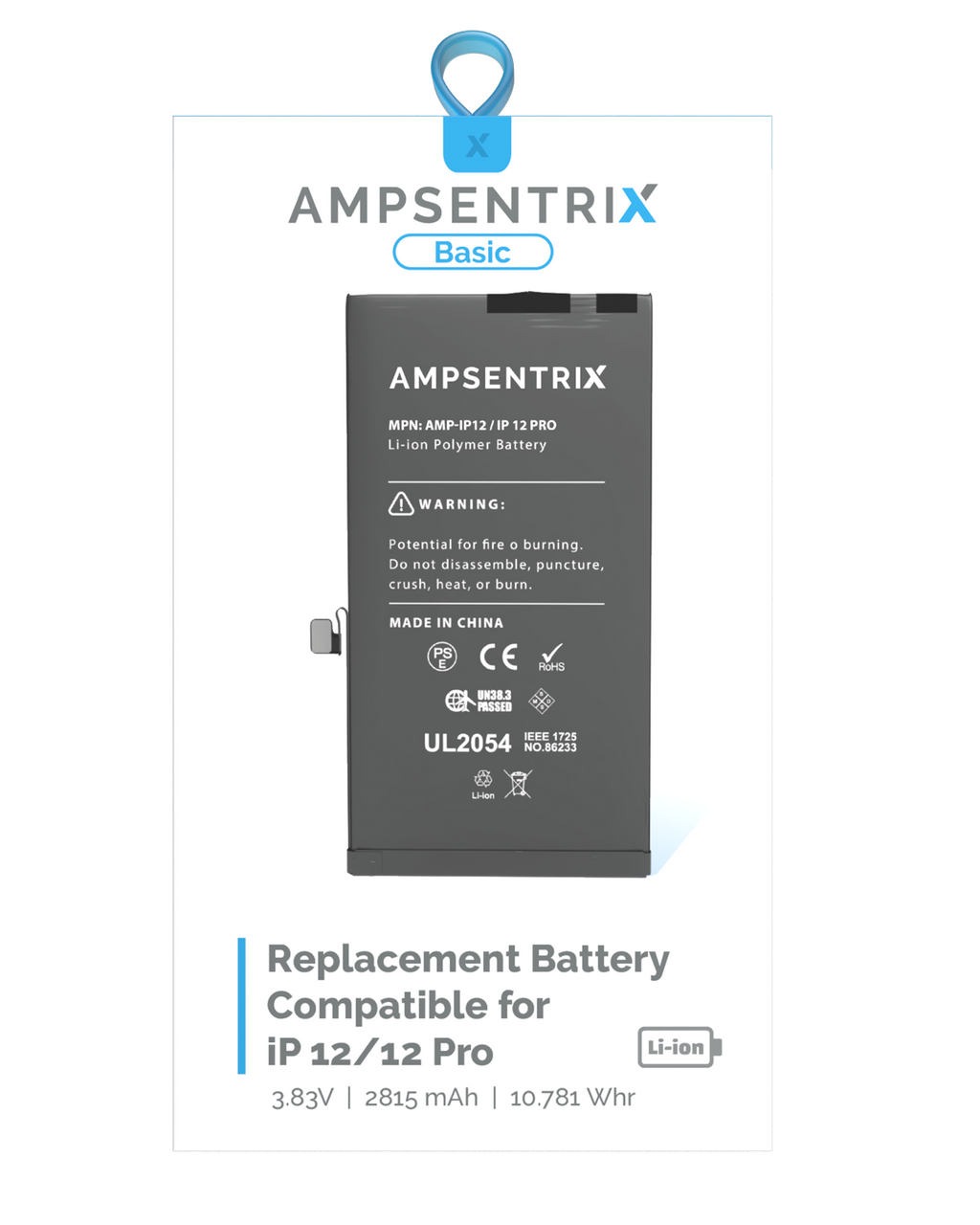 Replacement Battery for iPhone 12 / 12 Pro (AmpSentrix Basic)