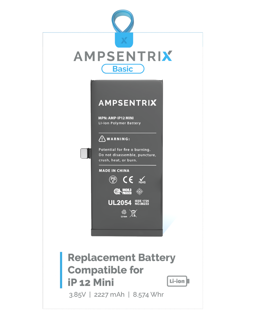 Replacement Battery for iPhone 12 Mini (AmpSentrix Basic)