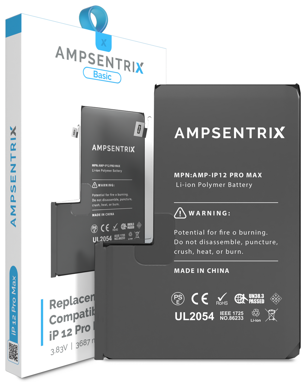 Replacement Battery for iPhone 12 Pro Max (AmpSentrix Basic)