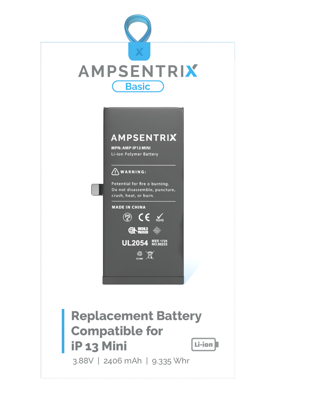 Replacement Battery for iPhone 13 Mini (AmpSentrix Basic)
