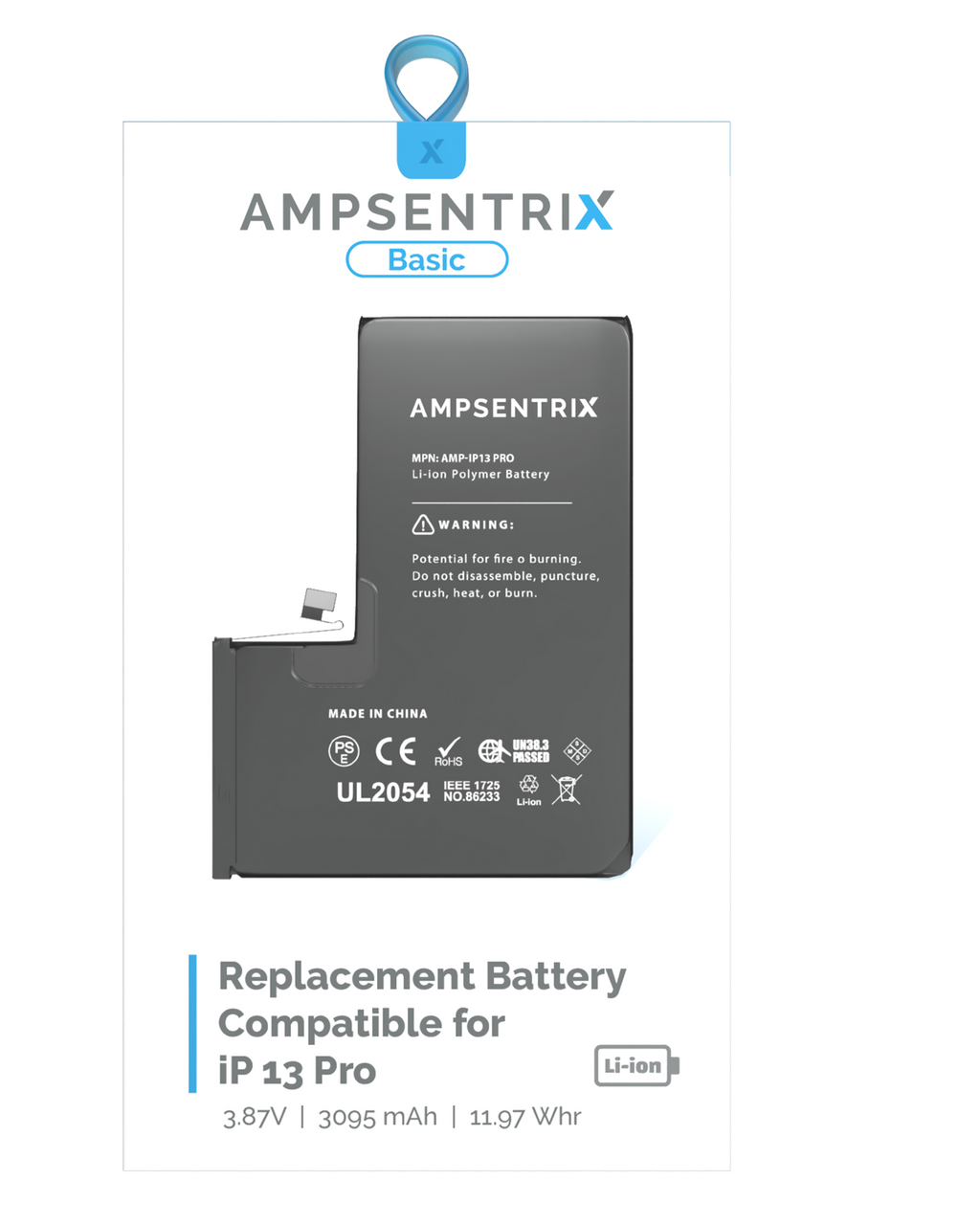 Replacement Battery for iPhone 13 Pro (AmpSentrix Basic)