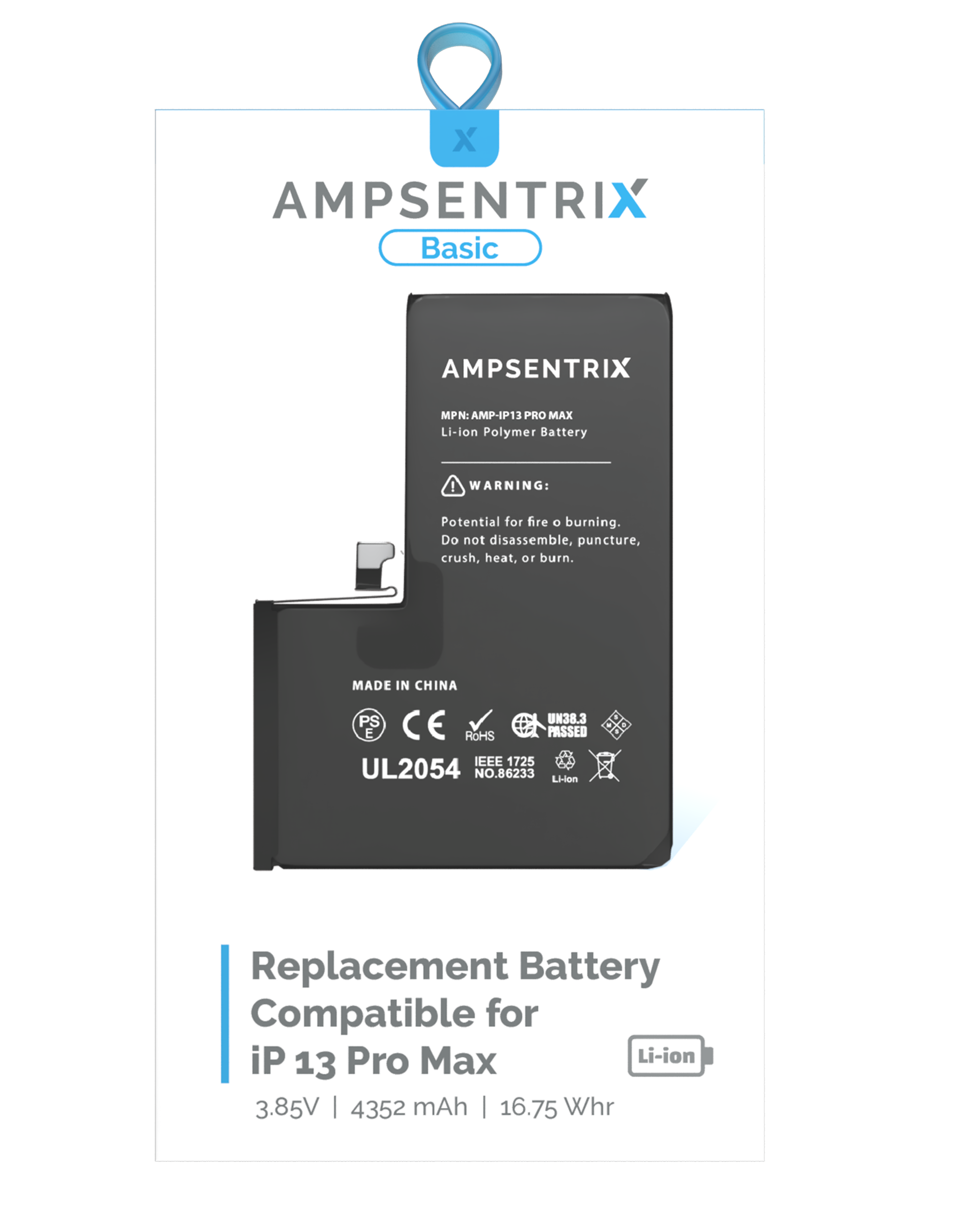 Ersatzakku für iPhone 13 Pro Max (AmpSentrix Basic)