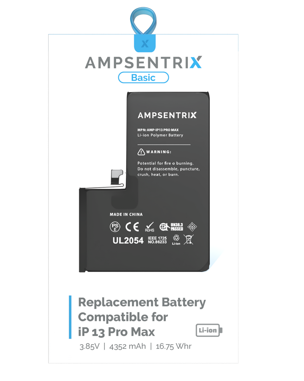 Replacement Battery for iPhone 13 Pro Max (AmpSentrix Basic)