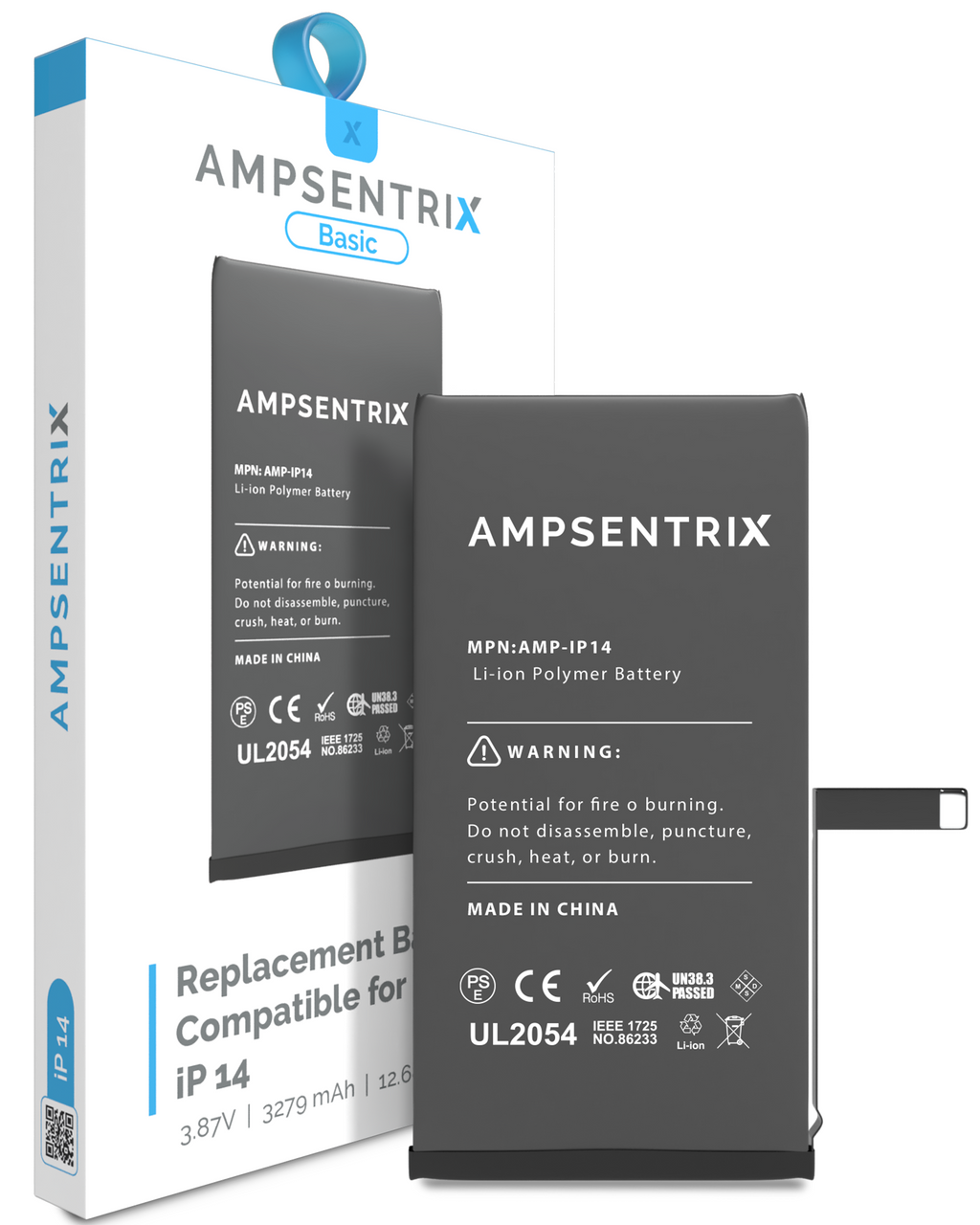 Replacement battery for iPhone 14 (AmpSentrix Basic)