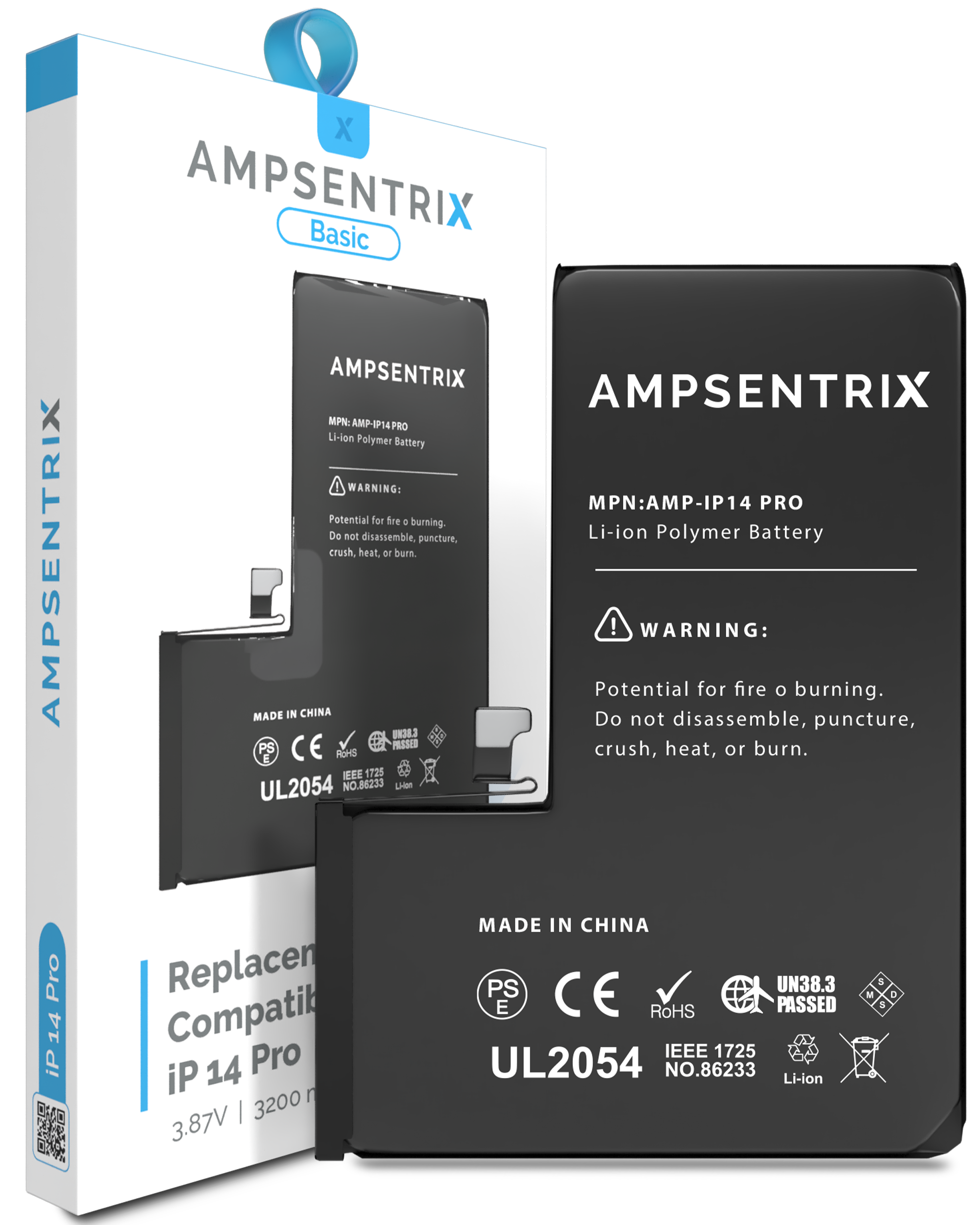 Ersatzbatterie für iPhone 14 Pro (AmpSentrix Basic)