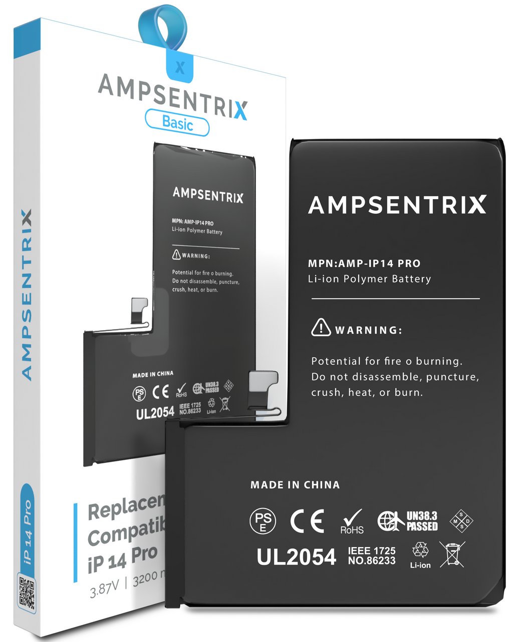Replacement Battery for iPhone 14 Pro (AmpSentrix Basic)