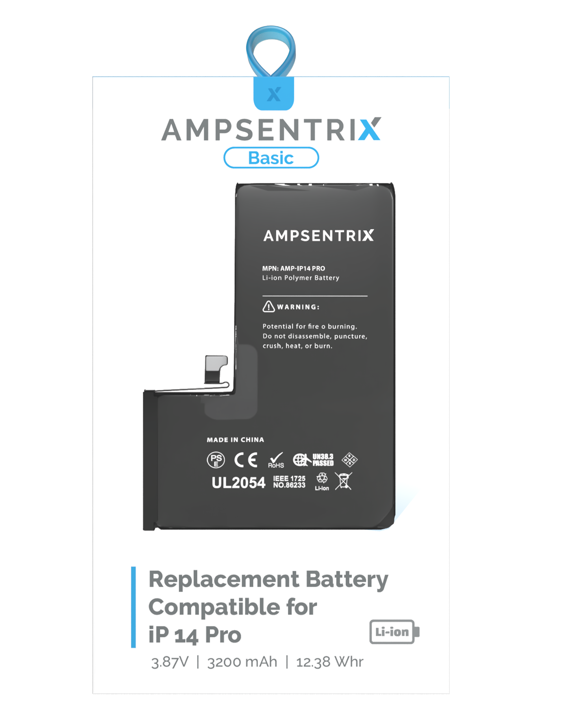 Ersatzbatterie für iPhone 14 Pro (AmpSentrix Basic)