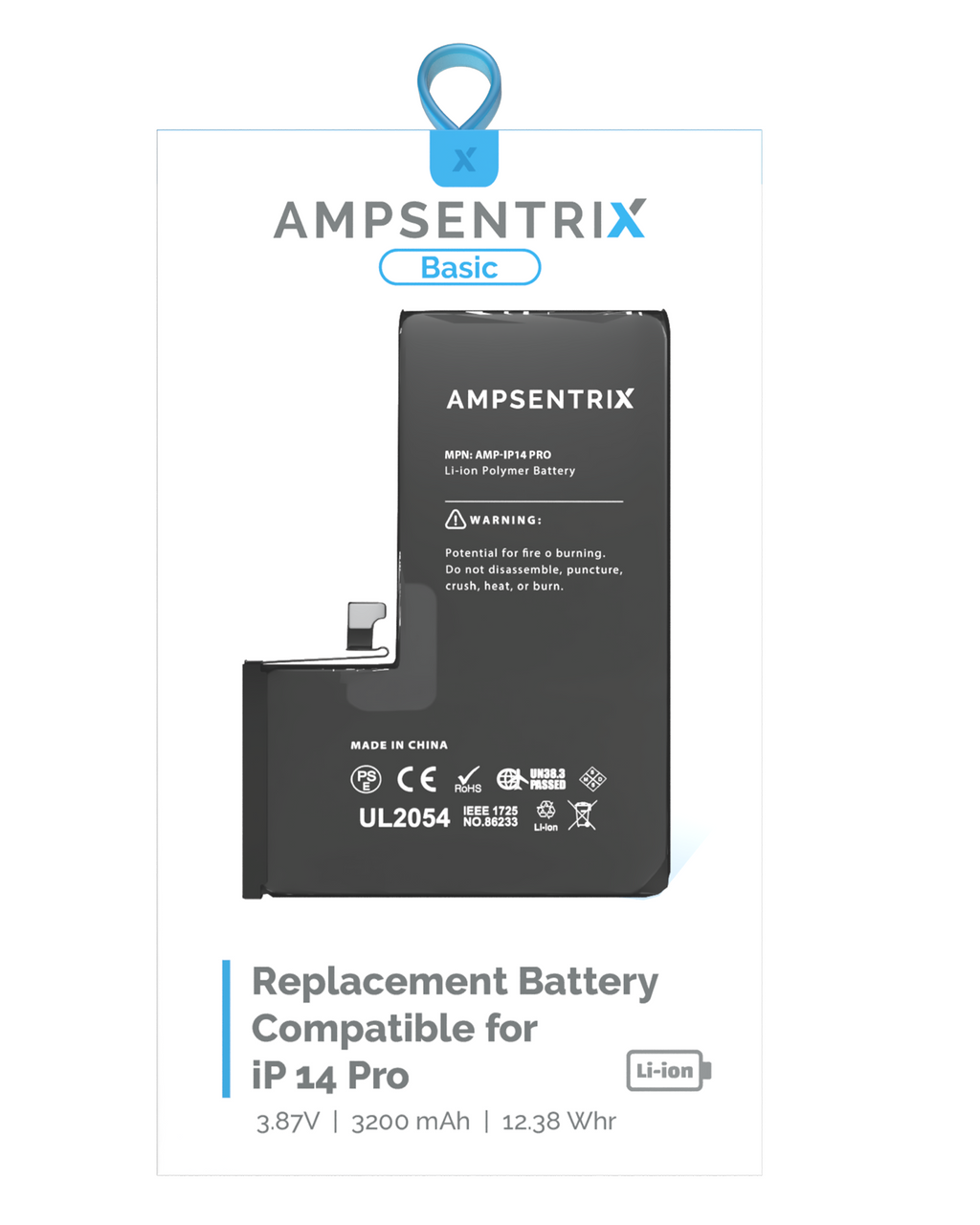 Replacement Battery for iPhone 14 Pro (AmpSentrix Basic)