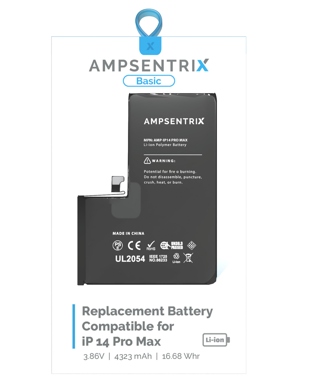 Replacement Battery for iPhone 14 Pro Max (AmpSentrix Basic)