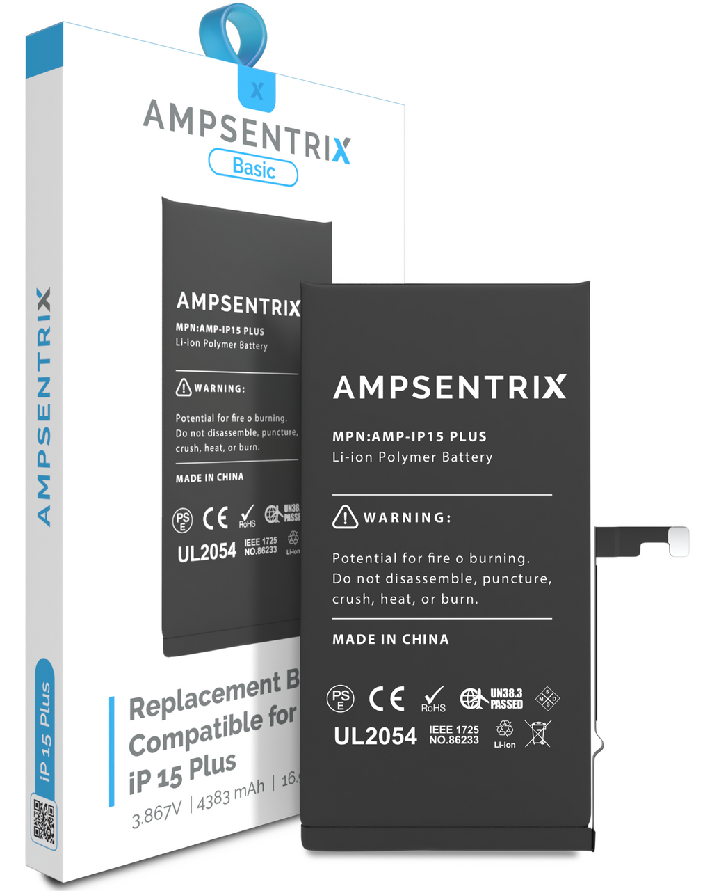 Replacement Battery for iPhone 15 Plus (AmpSentrix Basic)
