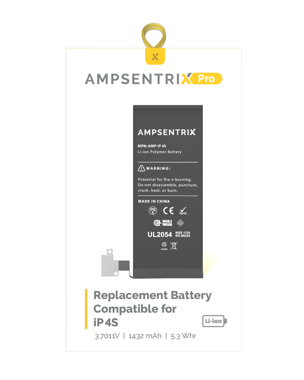 Replacement Battery for iPhone 4S (AmpSentrix Pro)