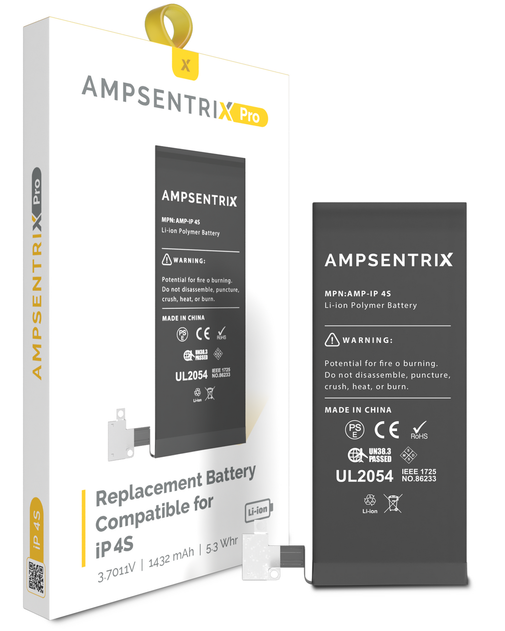 Replacement Battery for iPhone 4S (AmpSentrix Pro)