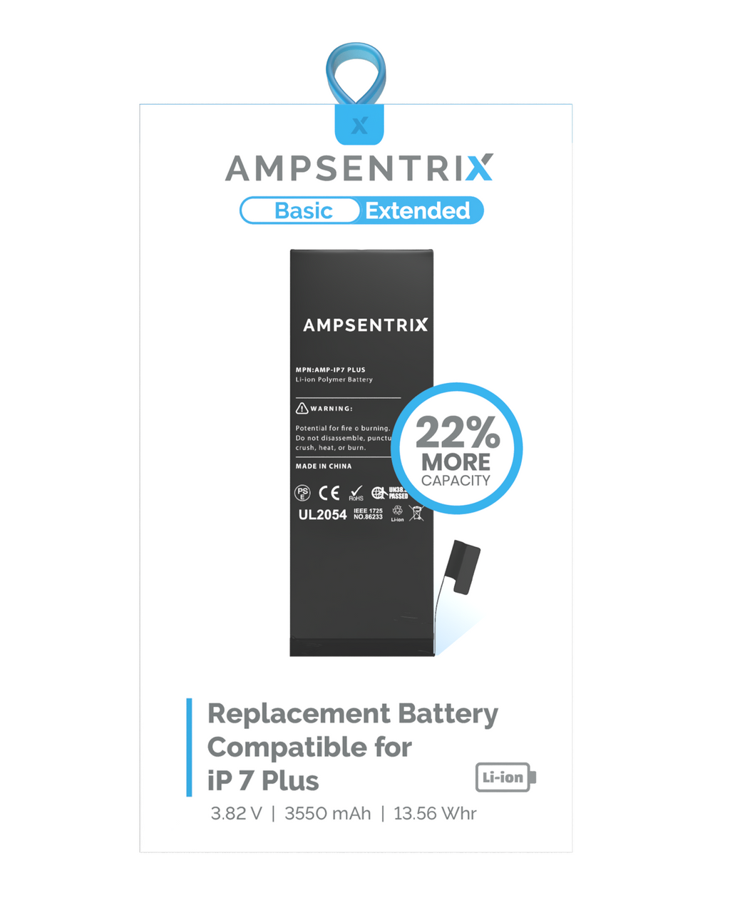 Replacement Battery for iPhone 7 Plus (AmpSentrix Basic Extended)