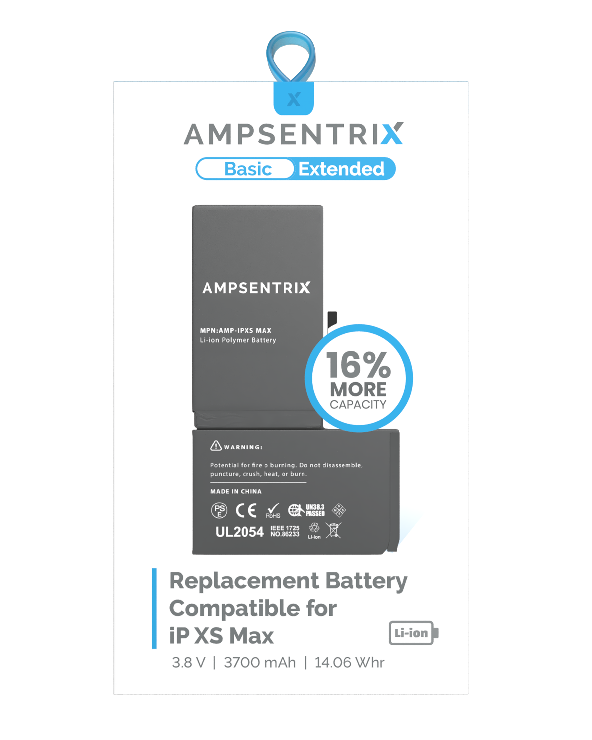 Ersatzbatterie für iPhone XS Max (AmpSentrix Basic Extended)