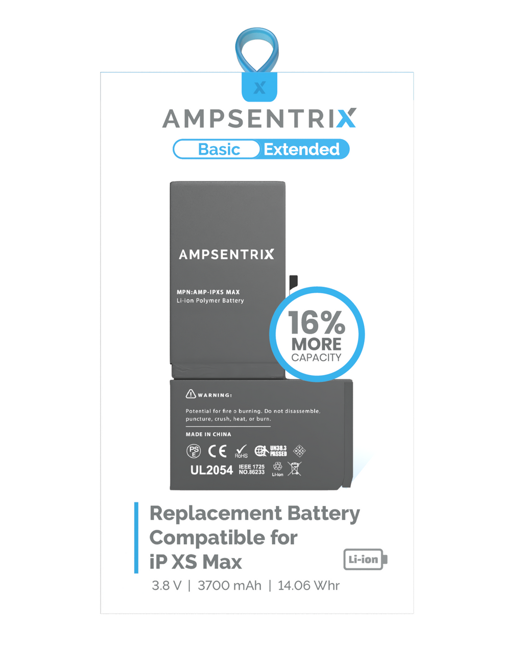 Replacement Battery for iPhone XS Max (AmpSentrix Basic Extended)