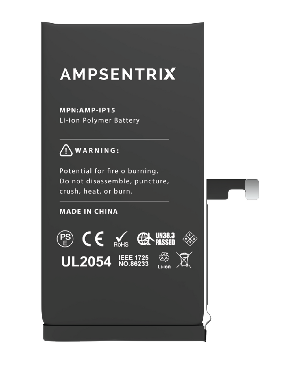 Replacement Battery for iPhone 15 (AmpSentrix Basic Extended)