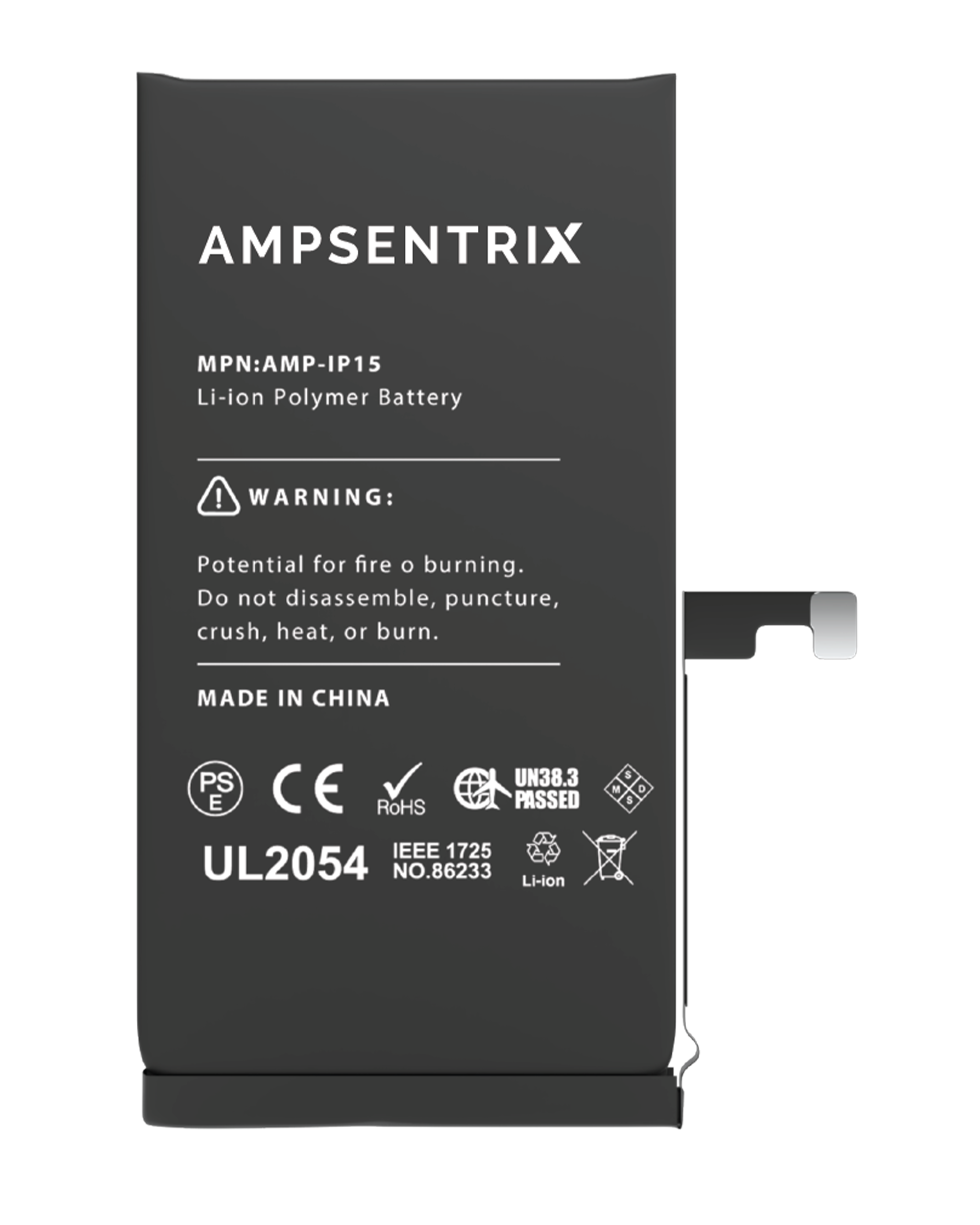 Replacement Battery for iPhone 15 (AmpSentrix Basic Extended)