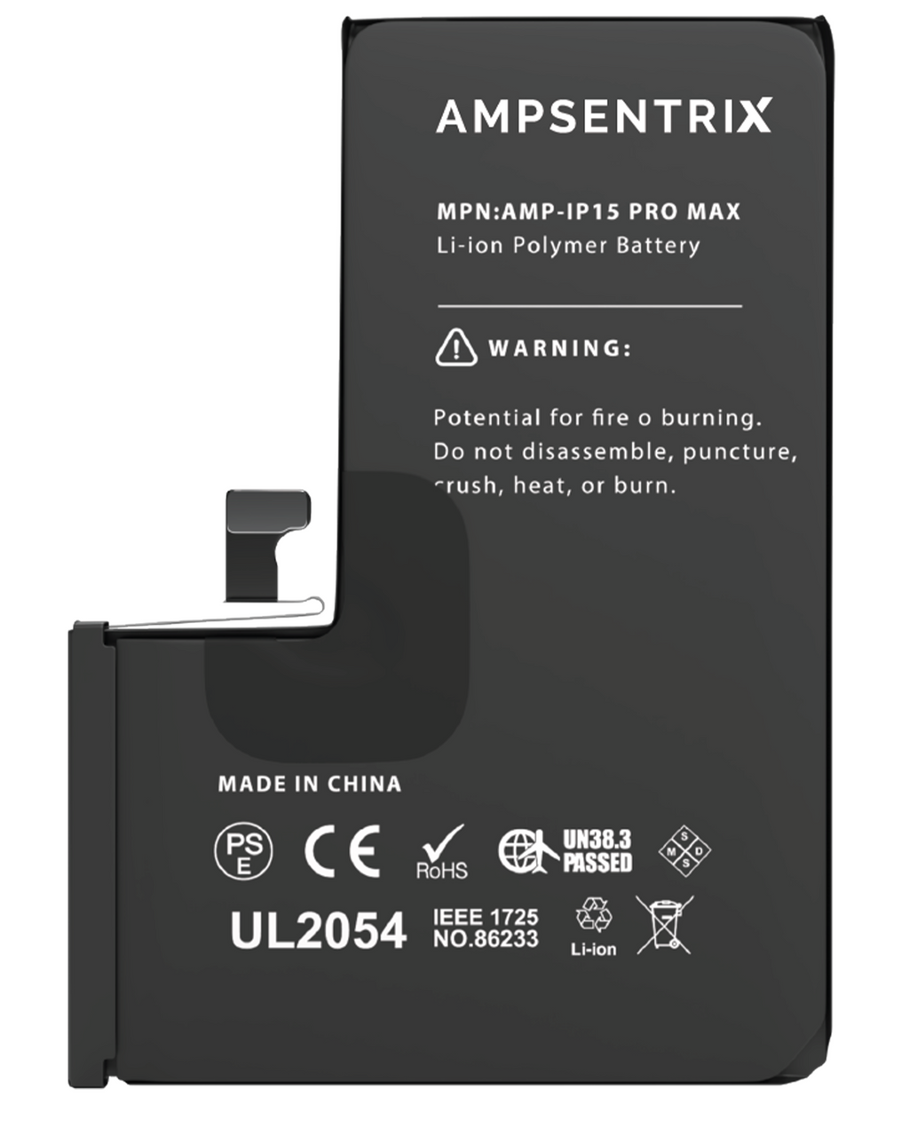 Replacement Battery for iPhone 15 Pro Max (AmpSentrix Basic Extended) - Extended Capacity