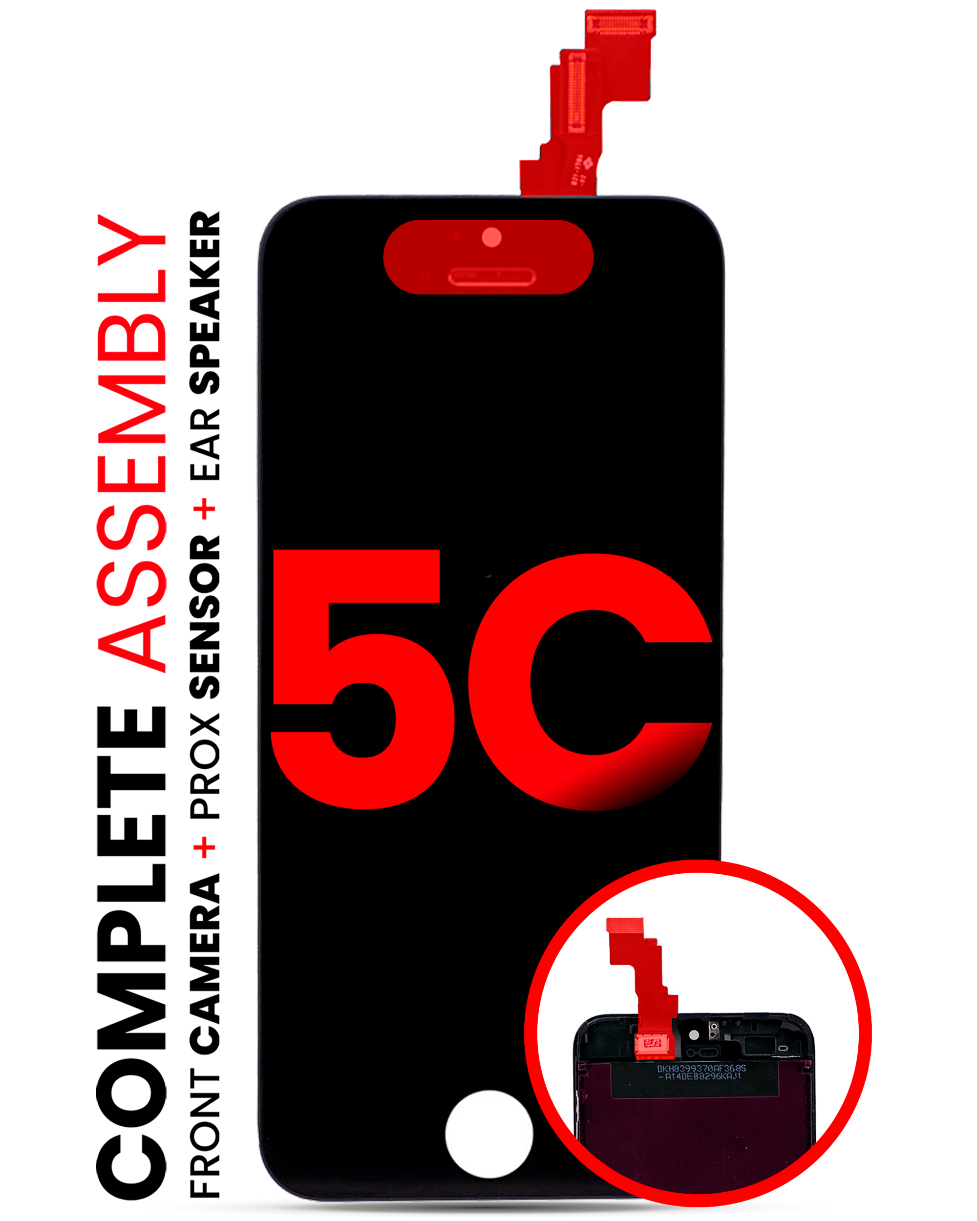 LCD-Display iPhone 5C Schwarz Aftermarket Plus Tianma mit Frontkamera & Sensor