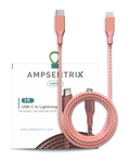 Lightning to USB-C Cable (Non-MFi) (1 m / 3 ft) (AmpSentrix Infinity) (Pink)