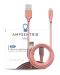 Ampsentrix Infinity USB-A to Lightning Cable (Non-MFI, 1m/3ft, Pink)