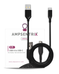 USB Type C to USB Type A Cable (1.8 m / 6 ft) (AmpSentrix Infinity) (Black)