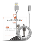 Micro-USB auf USB Typ A Kabel (1 m / 3 ft) (AmpSentrix Infinity) (Silber)