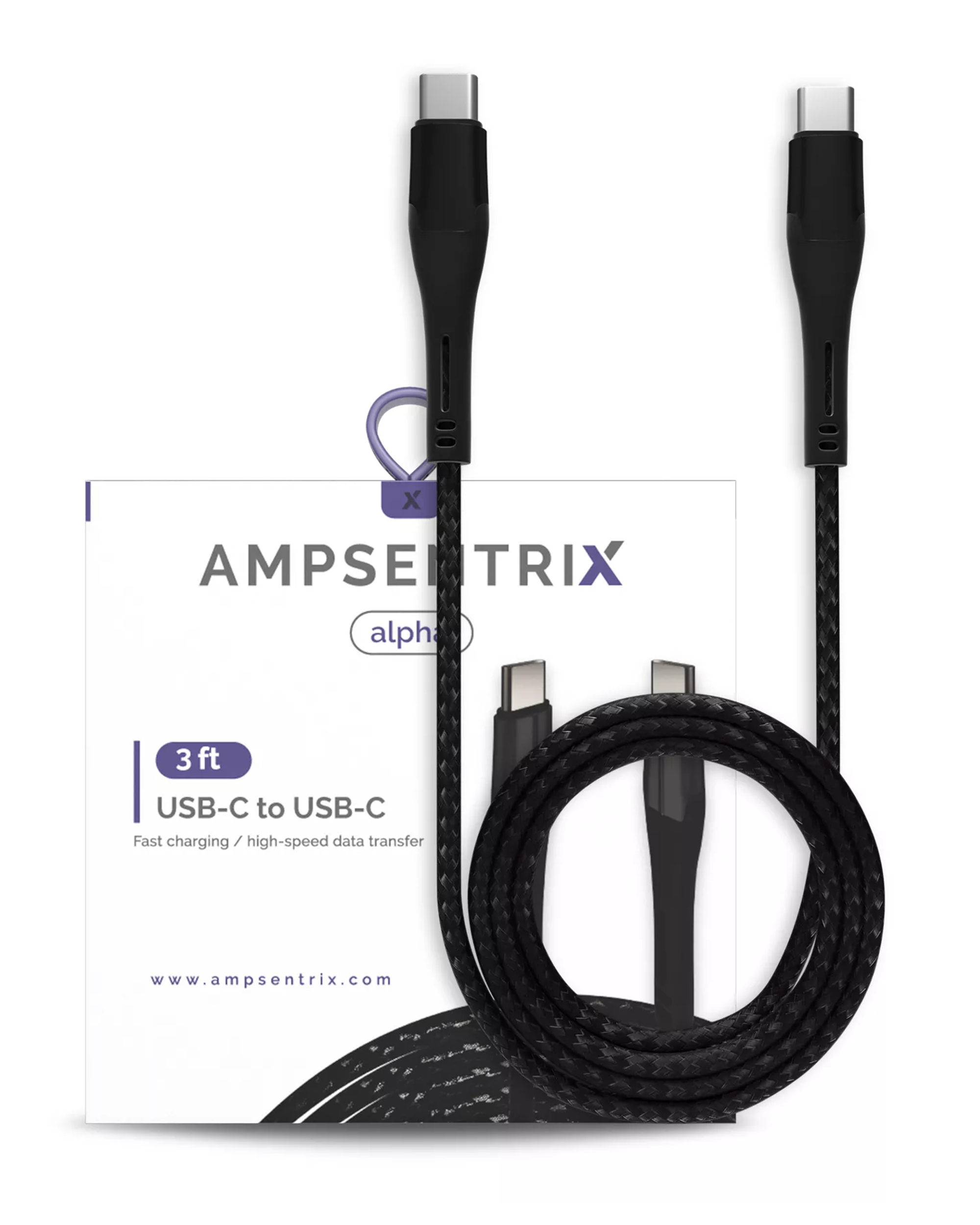 USB-C to USB-C Cable (1m / 3ft) (AmpSentrix Alpha) (Black)