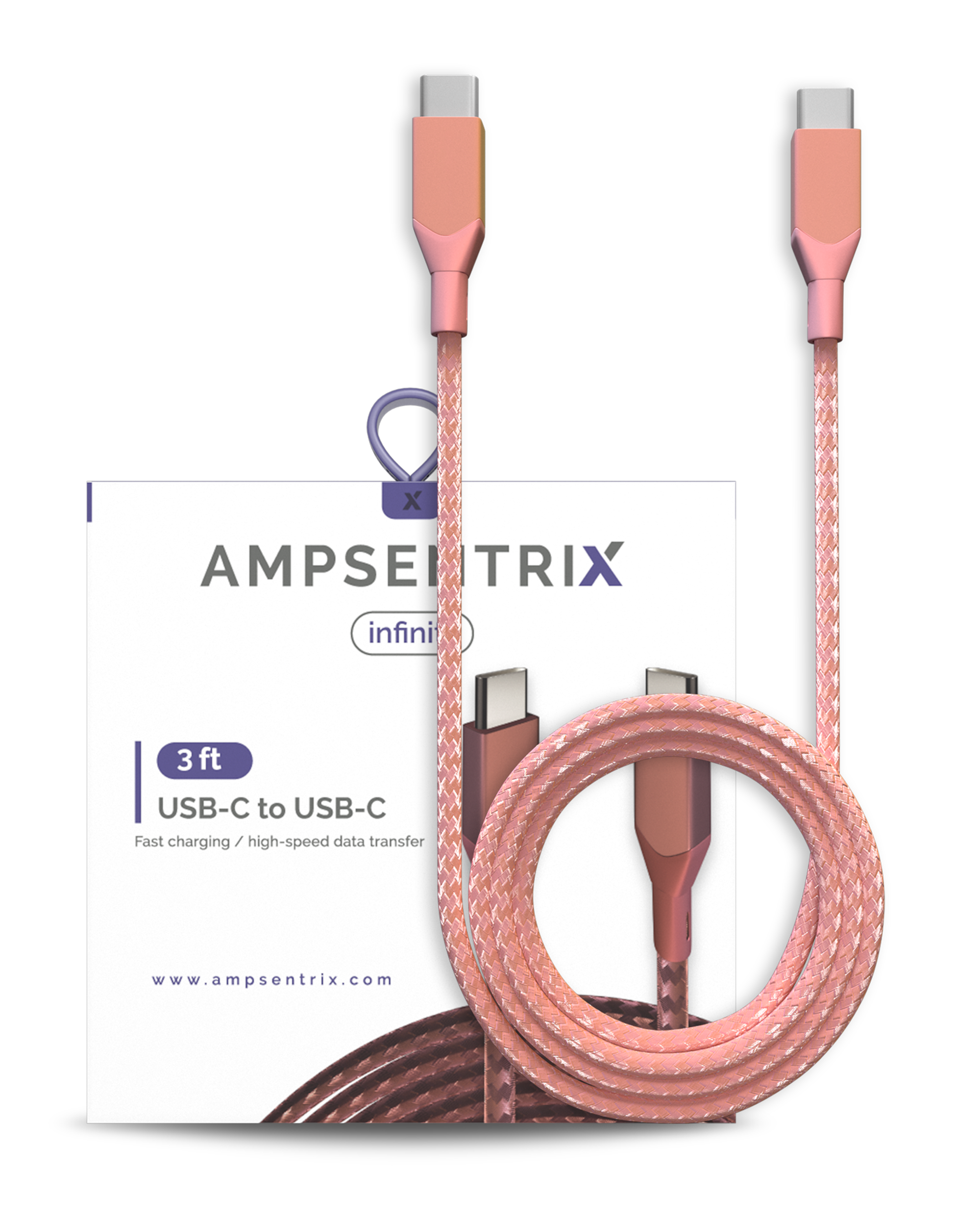 USB-C to USB-C Cable (1 m / 3 ft) - Ampsentrix Infinity (Pink)