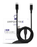 USB Type C to USB Type C Cable (1.8 m / 6 ft) (AmpSentrix Infinity) (Black)