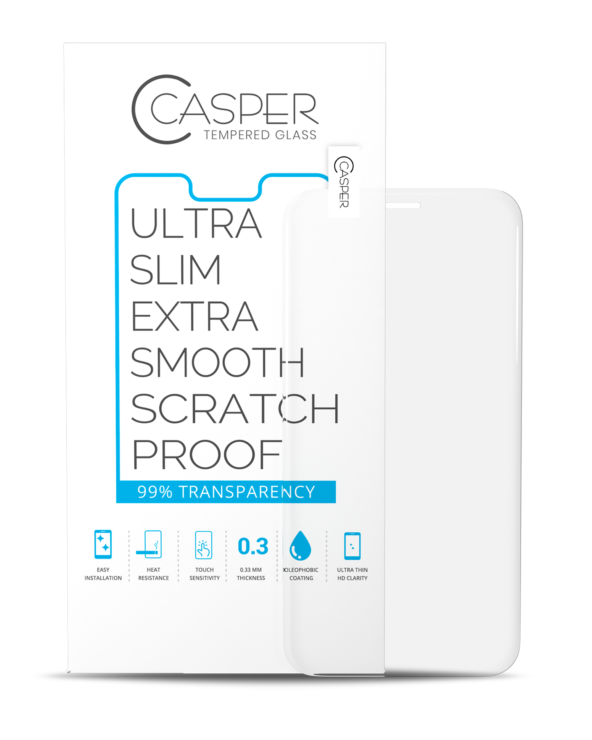 Casper Gehärtetes Glas für iPhone 12 Mini (Case-kompatibel) (100er-Pack) (Klar)