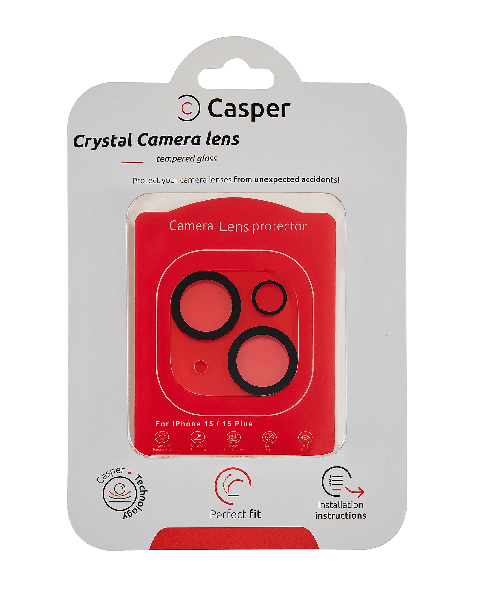 Casper Camera Lens Protector for iPhone 15 / 15 Plus (Crystal Full Cover)