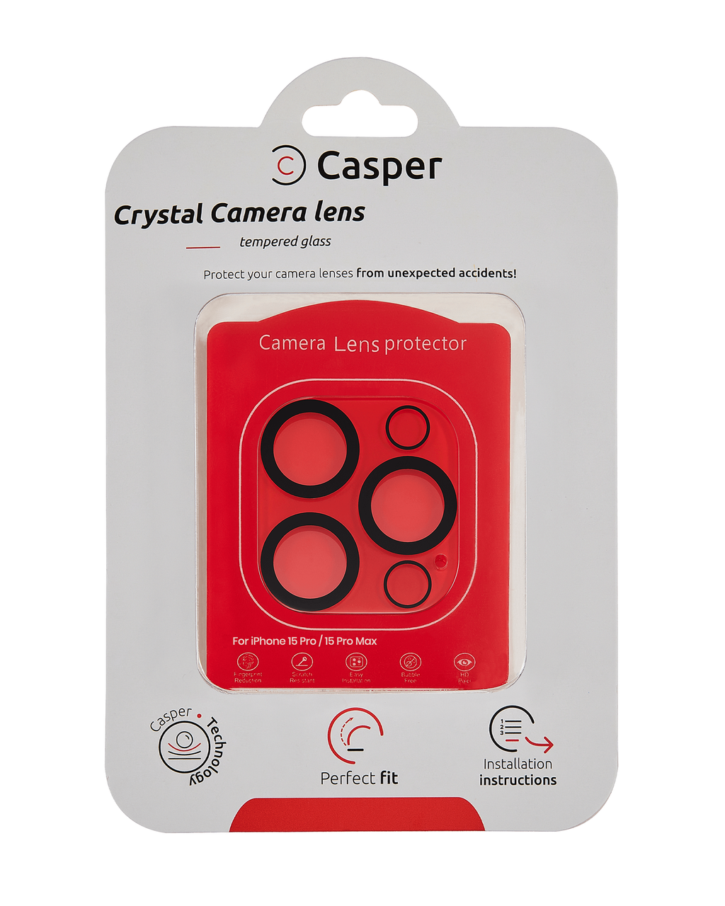 Casper Camera Lens Protector for iPhone 15 Pro / 15 Pro Max (Crystal Full Cover)