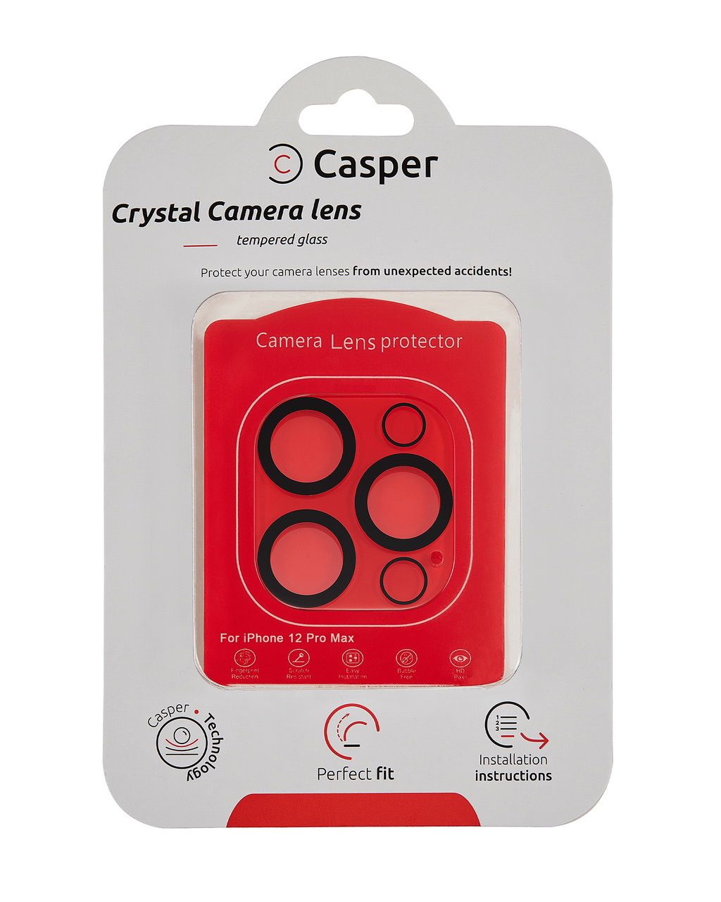 Casper Kamera-Objektivschutz für iPhone 12 Pro Max (Crystal Full Cover)