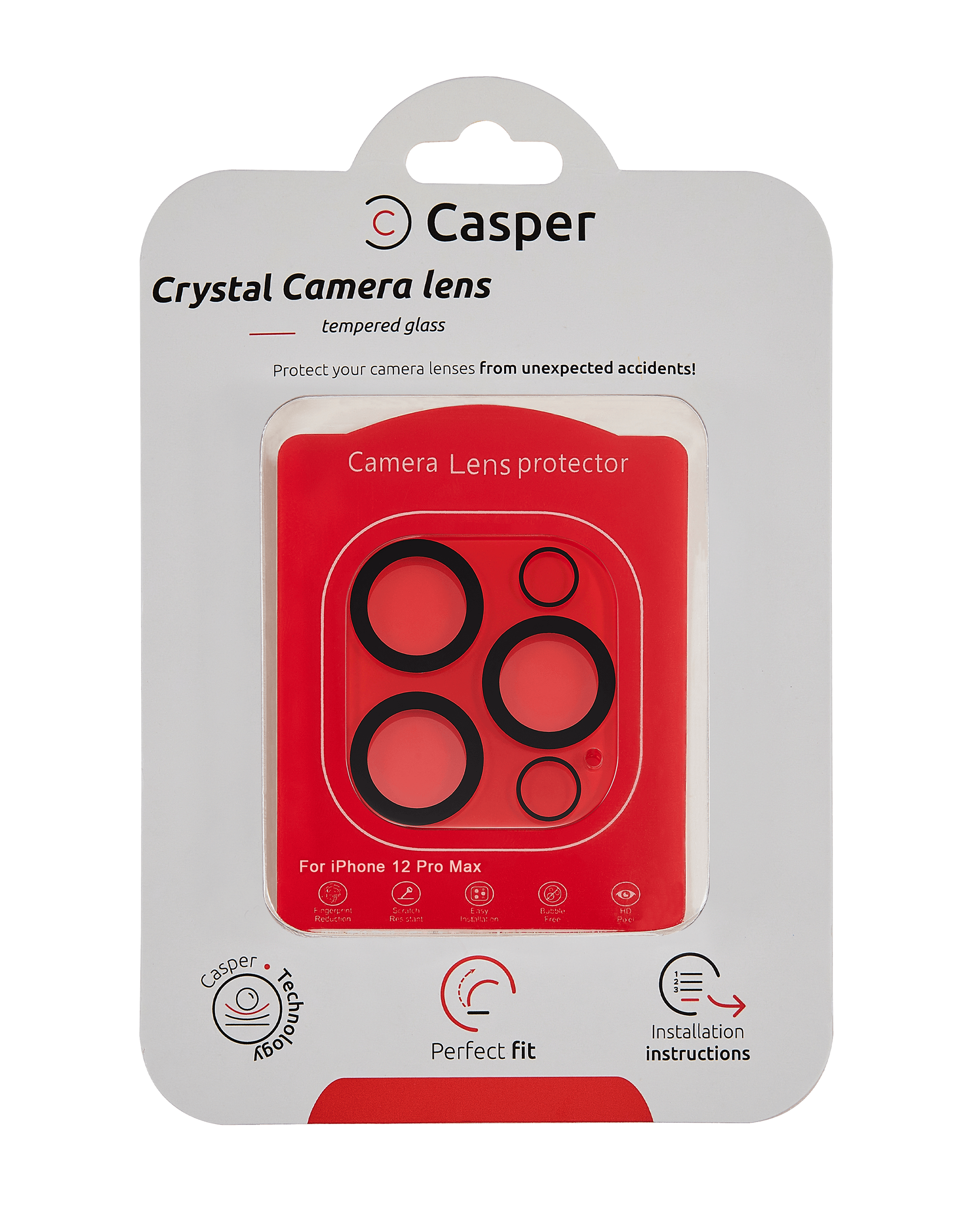 Casper Kamera-Objektivschutz für iPhone 12 Pro Max (Crystal Full Cover)